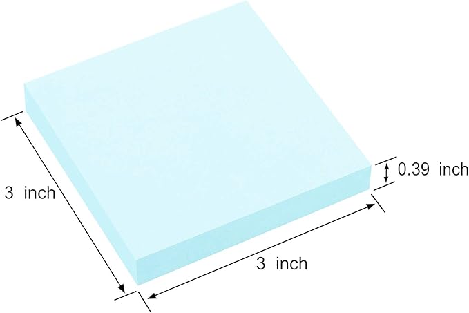 ZCZN 400 Sheets Pop-up Sticky Notes, 3 x 3 Inches, 4 Pads Bright Color Self-Stick Notes, 100 Sheets/Pad, Light Blue