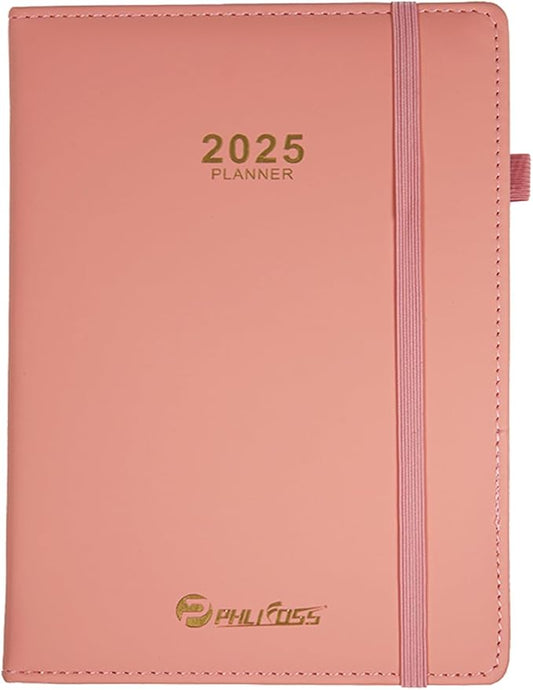 2025 Appointment Book/Planner, One Page Per Day, Jan - Dec 2025, Annual Daily Monthly Agenda Planner with Hourly Schedule and Monthly Tabs, 5.7" x 8.3" Calendar Planner (5-Pink)
