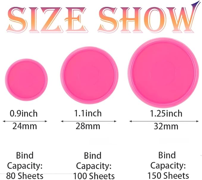 100PCS Discbound Notebook Accessories Expansion Planner Discs Binder Rings Loose-Leaf Plastic Book Binding Disc(Dark Pink,1.25"(32 mm)