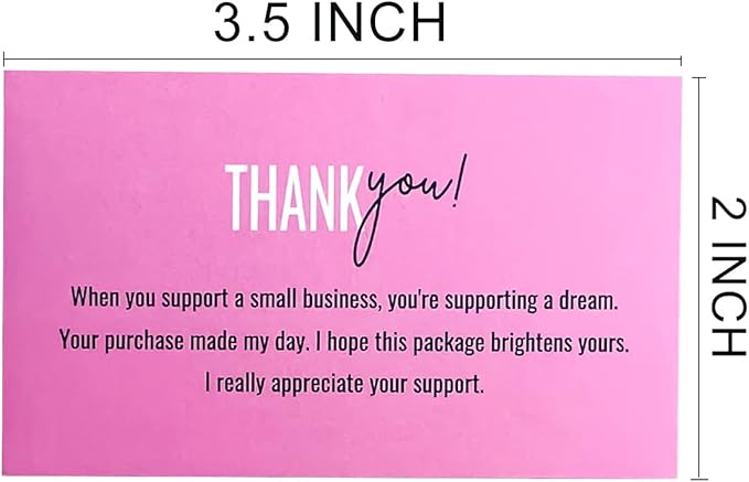RXBC2011 Thank You for your support Cards Handwritten Lettering Design Thank you small business Card 2x3.5 Inch Pack of 100