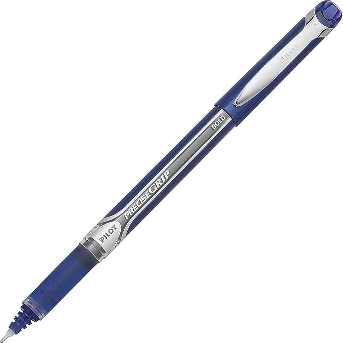 Pilot, Precise Grip Liquid Ink Rolling Ball Stick Pens, Bold Point 1 mm, Blue, Pack of 12