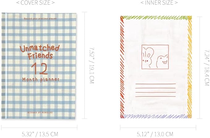 Monolike Hardcover Unmatched Friends Diary, 07. Vintage blue - Academic Planner Weekly & Monthly Planner