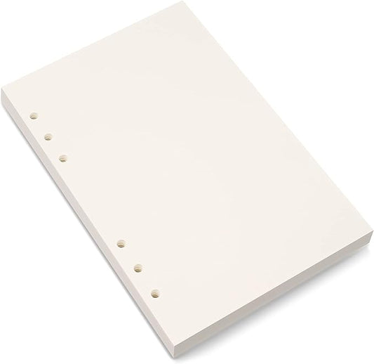 A5 Blank Paper,A5 Refill Paper,A5 Filler Paper,6 Hole Punched,Blank Paper Refills for A5 Filofax Planner Binder Journals Notes, 80 Sheets/160 Pages,5.6x8.3 Inch,Beige (1)