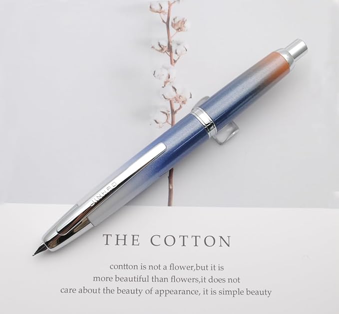 JINHAO 10 Press Fountain Pen, Retractable Metal Pen with Ink Converter (EF Nib 0.38mm, Gradient Dark Blue)