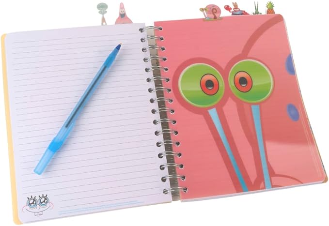 Innovative Designs Nickelodeon Spongebob Squarepants Tab Journal Notebook, Spiral Bound, 144 Lined Pages, 8 x 7 inches