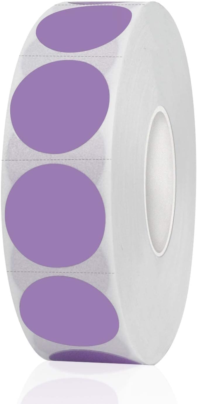 1200 Pieces 0.75 Inch Round Color Coding Label Garage Sale Stickers Blank Yard Sale Price Stickers Permanent Adhesive Dots,Easily Writable with Perforation Line (Purple)