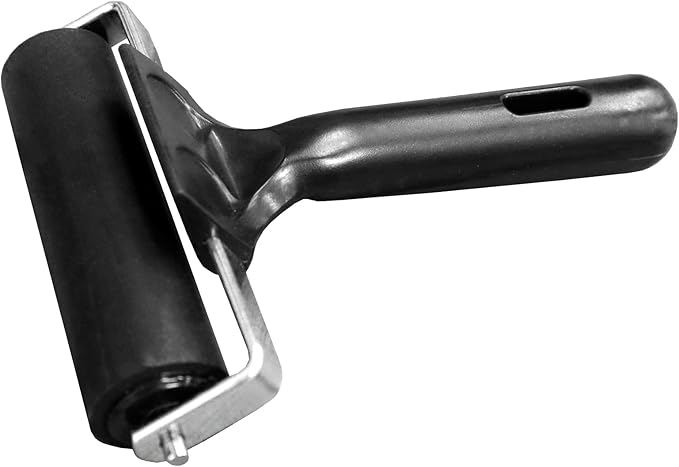 KXKZREN Rubber Roller for Flooring Installation 4 inch Rubber Brayer Glue Roller for Boat Flooring Install Printmaking Painting Stamping Wallpaper Gluing Application