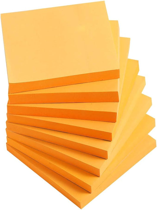 Vanpad Sticky Notes 3x3 Inches,Bright Orange Self-Stick Pads, Easy to Post for Home, Office, Notebook, 8 Pads/Pack