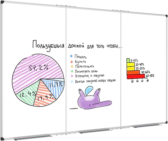XBoard 118 x 48 Inch Magnetic Dry Erase Board, Oversized Foldable Whiteboard with Marker Tray 10' x 4' | Aluminum Frame