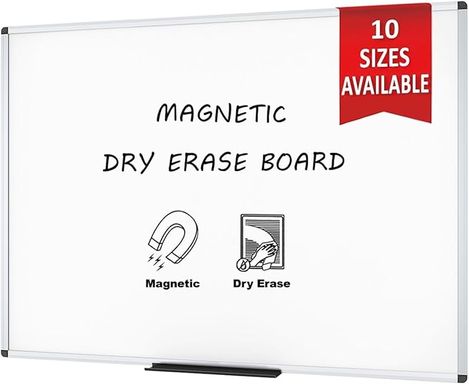VIZ-PRO Dry Erase Board/Magnetic Whiteboard, 72 x 48 Inches, Large Wall Mounted Board for School Office and Home 6' x 4'