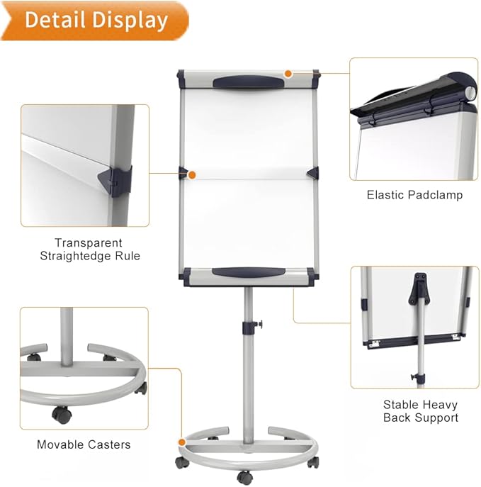 VIZ-PRO Dolphin Magnetic Mobile Whiteboard/Flipchart Easel, 28 X 40 Inches