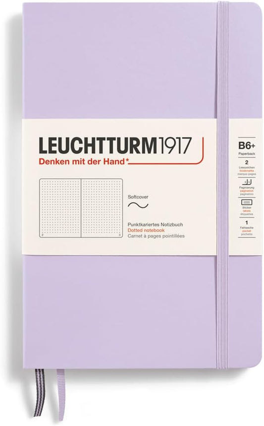 LEUCHTTURM1917 - Notebook Softcover Paperback B6+ - 123 Numbered Pages for Writing and Journaling (Dotted, Lilac)