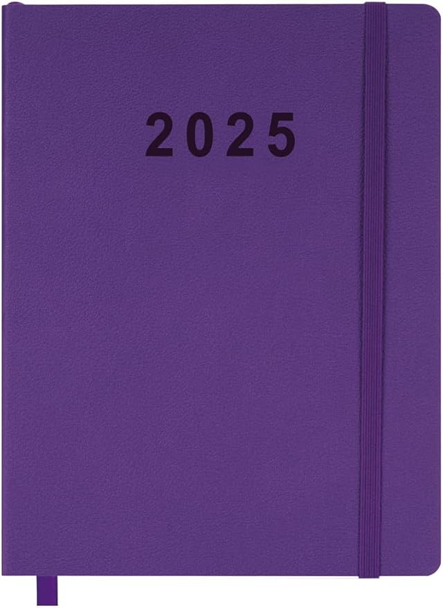 2025 Planner 8.5”x11”, Weekly and Monthly Planner from Jan to Dec 2025, Vegan Leather Cover, Elastic Closure, Purple