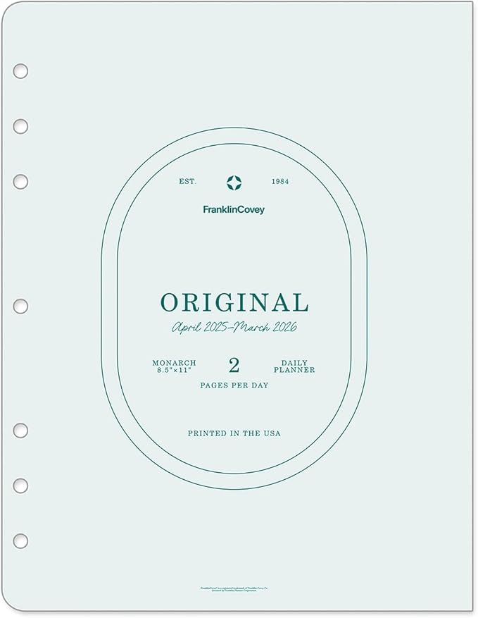 FranklinCovey - Original Two Page Per Day Ring-Bound Planner (Monarch, Apr 2025 - Mar 2026)