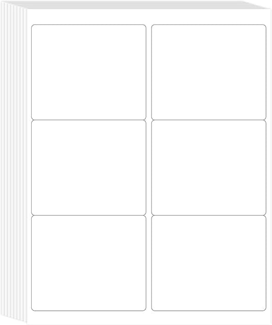 L LIKED 3-1/3" x 4" Shipping Labels 30 Sheets, Total 180 Printable White Sticker Labels, Laser/Inkjet Printing - Matte