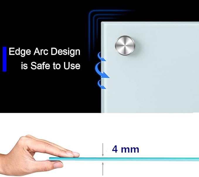 Magnetic White Glass Board 48" x 36", Frameless Tempered Glass Dry Erase Board with Marker Tray for Office, Wall Mounted Frosted Glass Whiteboard