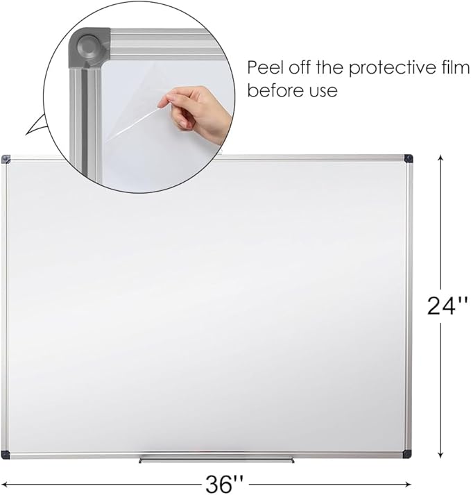 XIWODE Magnetic Dry Erase Board 24x36 Inches, Aluminum Frame Whiteboard for Wall, Durable Writing Surface for Office, Classroom & Home Use