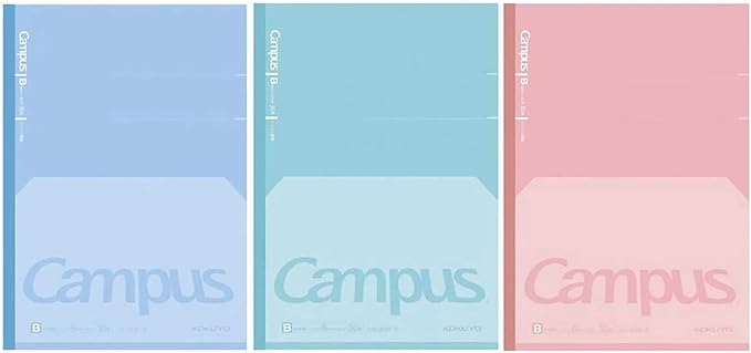 KOKUYO Campus Composition Kimochii Notebook, 3 Pack Feels Flat Semi-B5 Comp Book, Green Pink Blue, Dot B 6mm Ruled, 30 Sheets Lined Journal Notebook for School Note Taking. Japan Import (NO-FL3CBTX3)