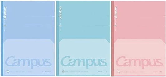 KOKUYO Campus Composition Kimochii Notebook, 3 Pack Feels Flat Semi-B5 Comp Book, Green Pink Blue, Dot B 6mm Ruled, 30 Sheets Lined Journal Notebook for School Note Taking. Japan Import (NO-FL3CBTX3)