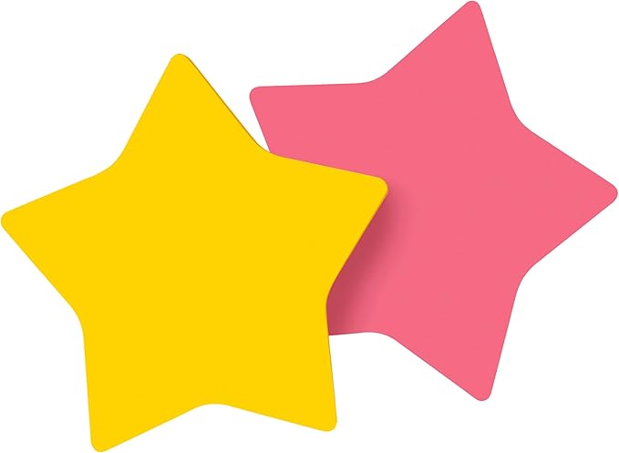Post-it Notes, Star Shape, Assorted Colors, 2.6x2.6 in, 2 Pads, 75 Sheets/Pad (7350-STR)