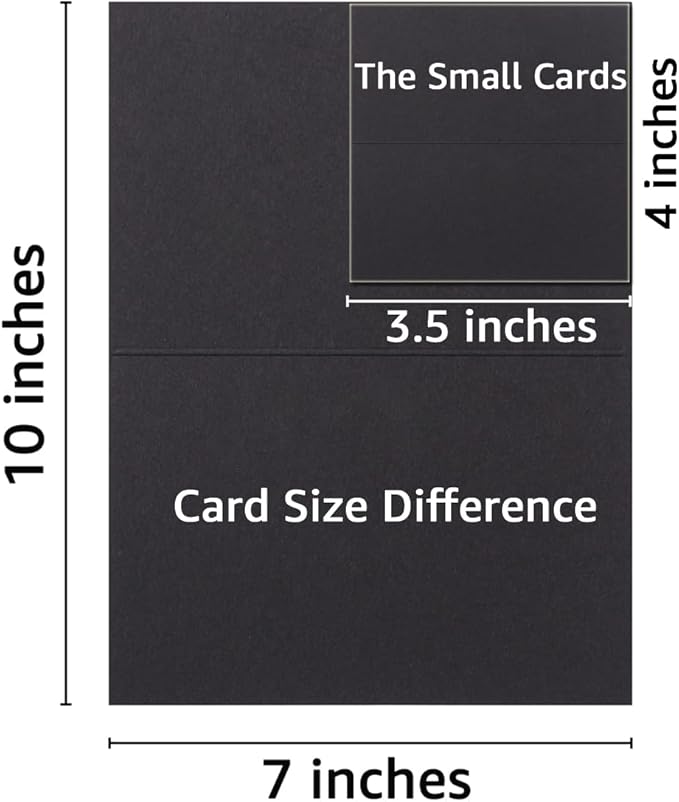 50 Pack Blank Cards Folded Cardstock Thank You Blank Greeting Cards for Invitations, Wedding, Greeting Cards, All Occasion DIY (Black, 2x3.5)