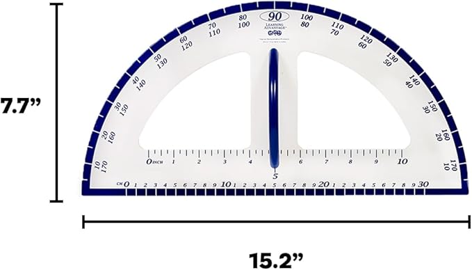 LEARNING ADVANTAGE Magnetic Dry Erase Protractor - Geometry Measurement Tool - for Whiteboards and Chalkboards - Teach Geometric Math Concepts - Angles and Shapes (7591)