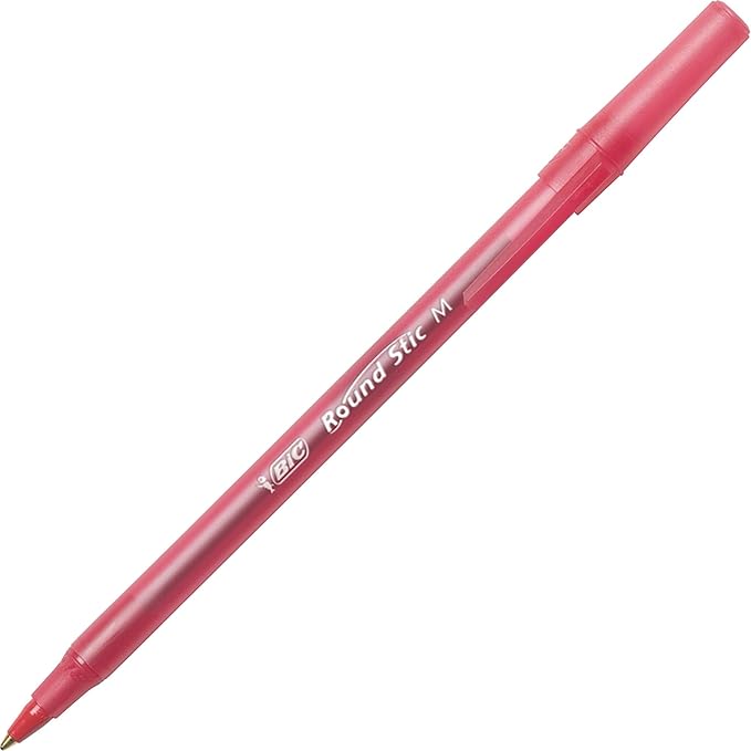 BIC® Round Stic® Xtra Life Ball Point Pen; Red; 12 Pack