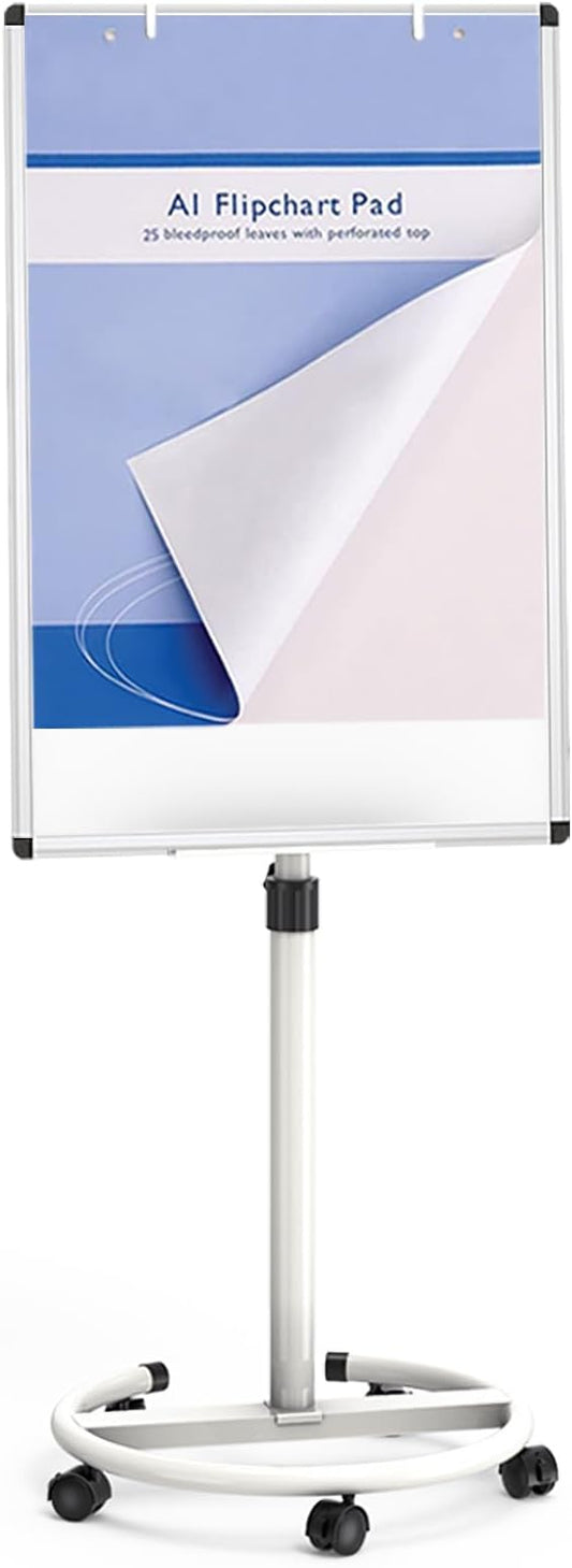 VIZ-PRO ECO Magnetic Mobile Whiteboard, 36 X 24 Inches, Easel Flipchart Stand Rolling Dry Erase Board with Paper Pads