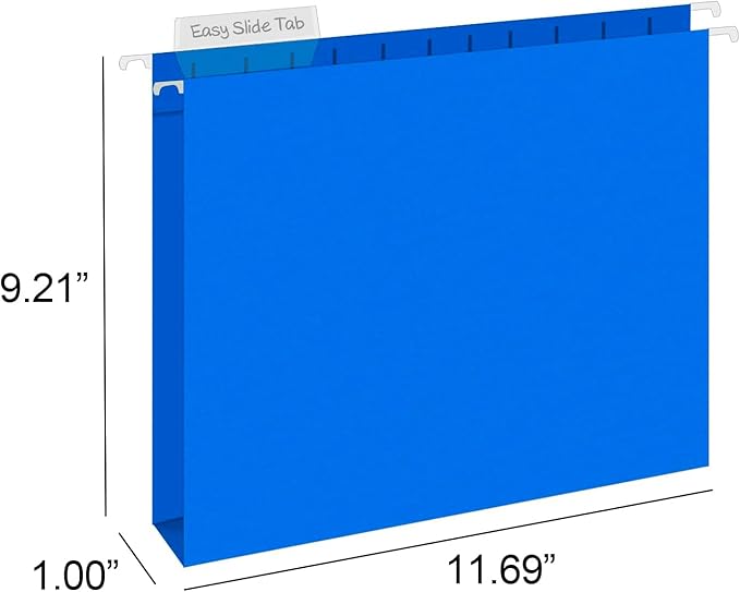 HERKKA Extra Capacity Hanging File Folders, 60 Pack Reinforced Letter Size Hanging Folders with Heavy Duty 1 Inch Expansion, Designed for Bulky Files, Medical Charts, Adjustable Tabs, Assorted Colors