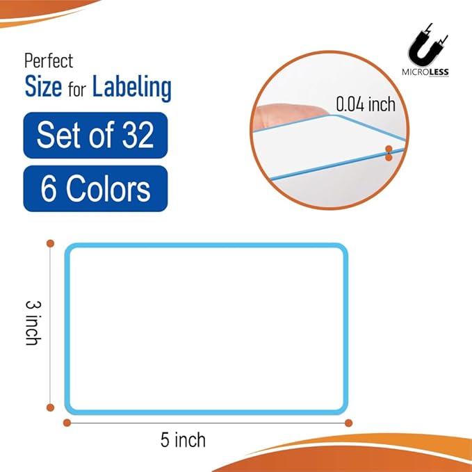 Dry Erase Magnetic Label Bordered Colors 5 x 3