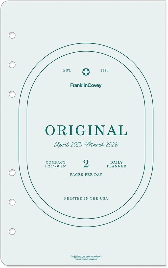 FranklinCovey - Original Two Page Per Day Ring-Bound Planner (Compact, Apr 2025 - Mar 2026)