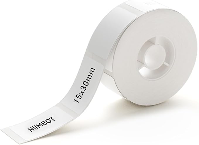 NIIMBOT Label Maker Tape for D11/D110/D101 Label Maker, 15 x 30 mm (0.59'' x 1.18'')-210 Tapes/Roll for Home Office Labeling Tape Replacement, White