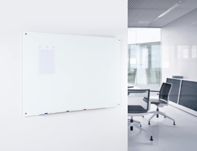 Audio-Visual Direct Magnetic Ultra White Glass Dry-Erase Board Set - 8' x 4' - Includes Magnets, Hardware & Marker Tray