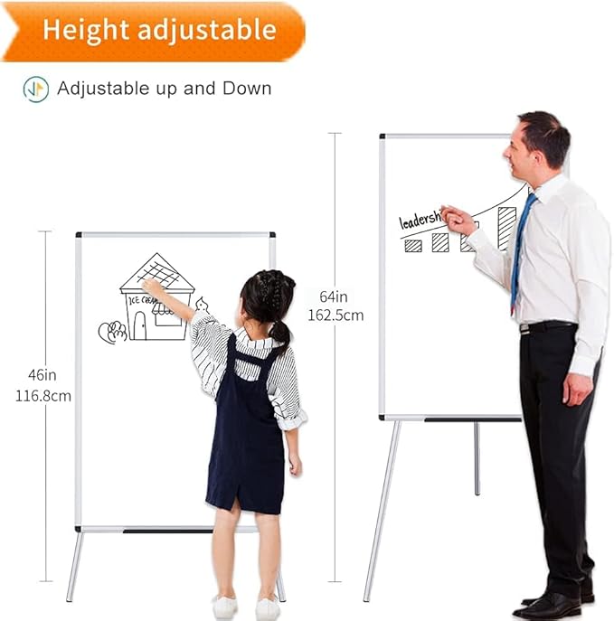 VIZ-PRO Magnetic Whiteboard Easel, 36 x 24 Inches, Portable Dry Erase Board Height Adjustable for School Office and Home