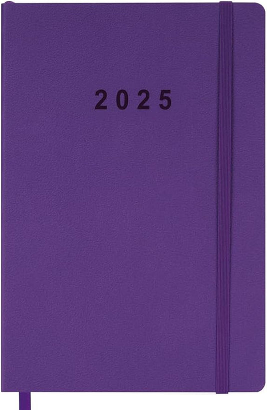 2025 Planner - Weekly and Monthly Planner Jan to Dec 2025, Holidays, Contacts and Notes Pages, Vegan Leather Cover, Elastic Closure, 5.5”x8.25”, Purple