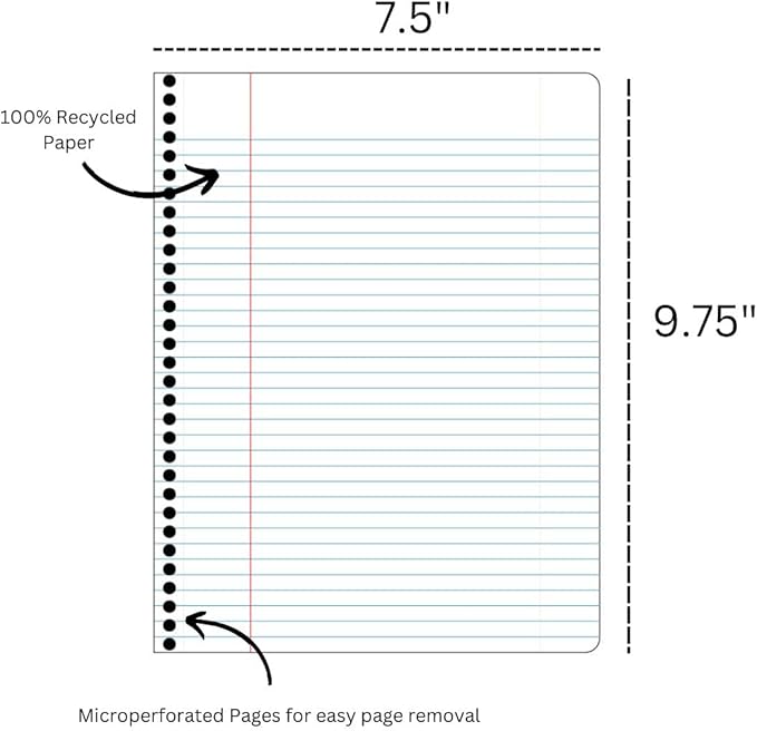 Decomposition Humpback Whales College Ruled Spiral Notebook - 9.75 x 7.5 Journal with 160 Lined Pages - 100% Recycled Paper - Notebooks for School Supplies, Home & Office - Made in USA