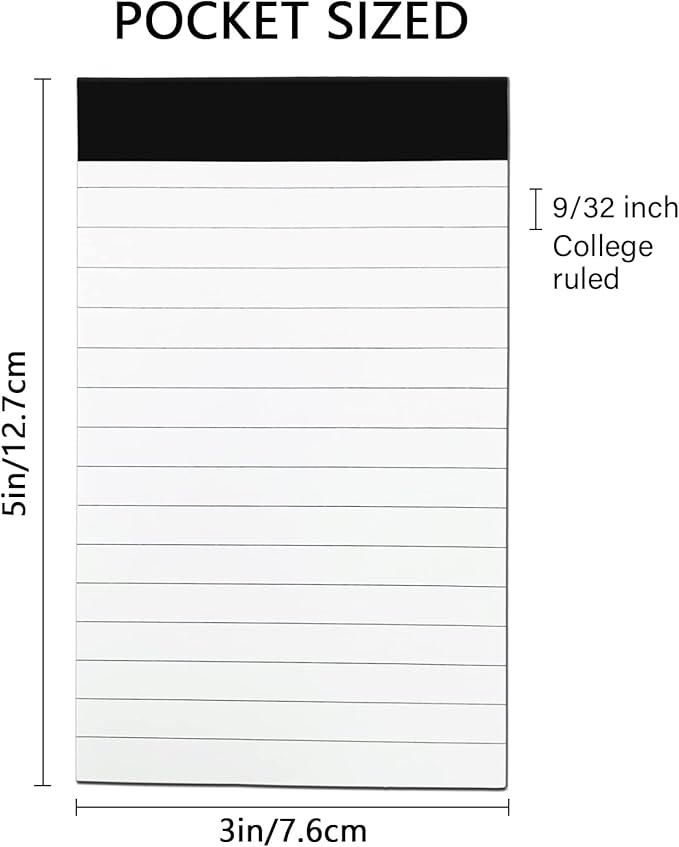 12 Pack Small Notepad, 3 x 5 Inch Ultra Quality Note Pads, Server Lined Papers and Desk Notepads for Office Supplies, Writing and Memo pads 30 Sheets Each