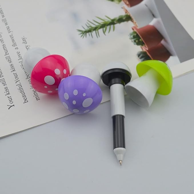 30pcs Mushroom Ballpoint Pen Cute Cartoon Retractable Ball Pen for Kids (Random Color)