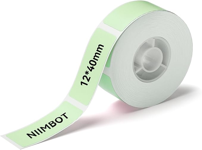 NIIMBOT Label Maker Tape for D11/D110/D101 Label Maker, 12 x 40 mm (0.47'' x 1.57'') 160 Tapes/Roll for Home Office Labeling Tape Replacement, Green