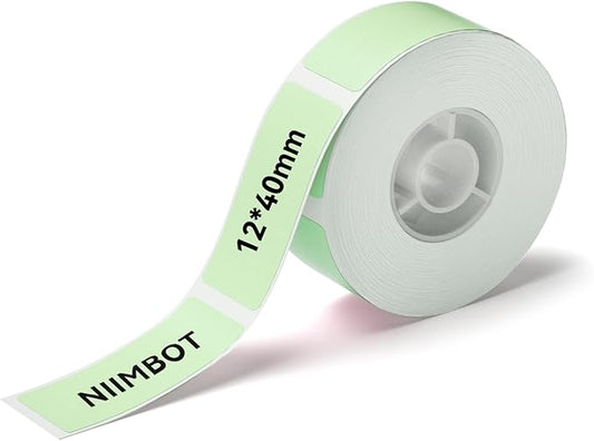 NIIMBOT Label Maker Tape for D11/D110/D101 Label Maker, 12 x 40 mm (0.47'' x 1.57'') 160 Tapes/Roll for Home Office Labeling Tape Replacement, Green