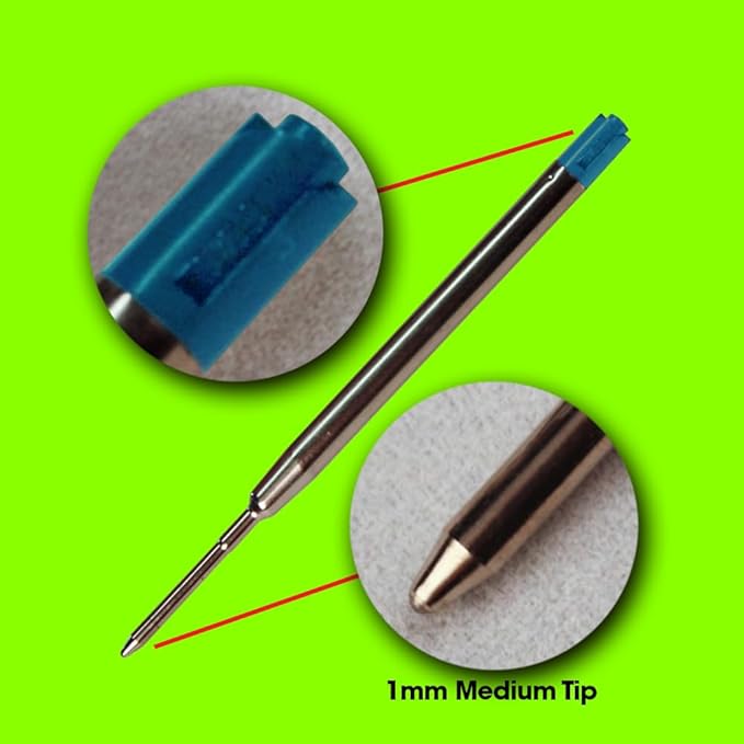 Jaymo Replacement for Parker 1950371 and Bastion - Measures 3.875 in / 98 mm Long - G2 Ballpoint Pen Refill - 12 Blue