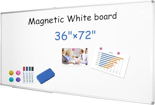XIWODE Large Magnetic Dry Erase Board，Whiteboard for Wall, 36 x 72 inches, Whiteboard Marker Board Writing Board，Silver Aluminum Frame, Durable,Whiteboard for Home School & Office