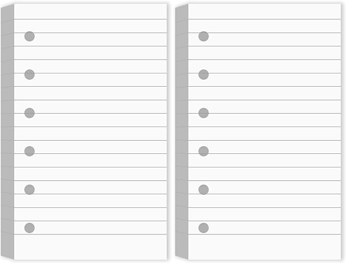Ireer 200 Sheets Blank Lined Paper Refill for 3 x 5 Binders 6 Ring Memo Refill Paper Mini Ruled Filler Paper Books Planner Inserts Blank Lined Paper for Binder (White)