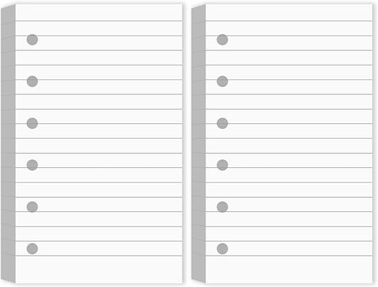 Ireer 200 Sheets Blank Lined Paper Refill for 3 x 5 Binders 6 Ring Memo Refill Paper Mini Ruled Filler Paper Books Planner Inserts Blank Lined Paper for Binder (White)