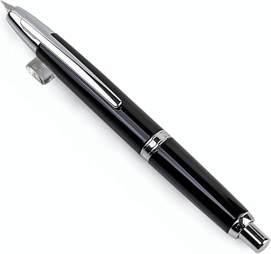 JINHAO 10 Press Fountain Pen, Retractable Metal Pen with Ink Converter (EF Nib 0.38mm, Bright Black)