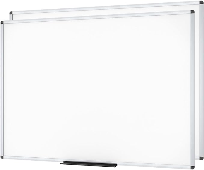 VIZ-PRO Magnetic Dry Erase Board, 60 X 48 inches, Pack of 2, Silver Aluminium Frame