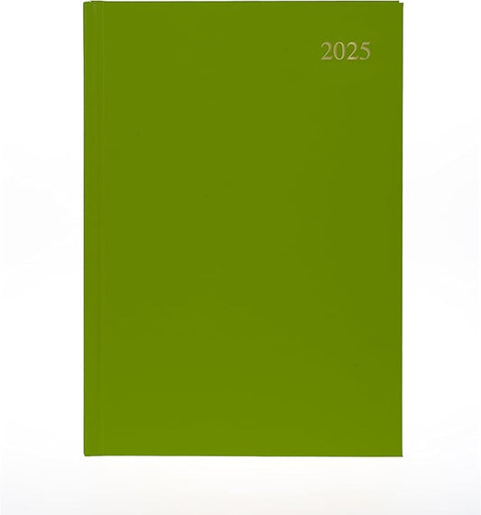 Collins Essential 2025 Business Diary - A4 Day to a Page Planner with Leathergrain Hardback Cover - Lime - ESSA41.64-25
