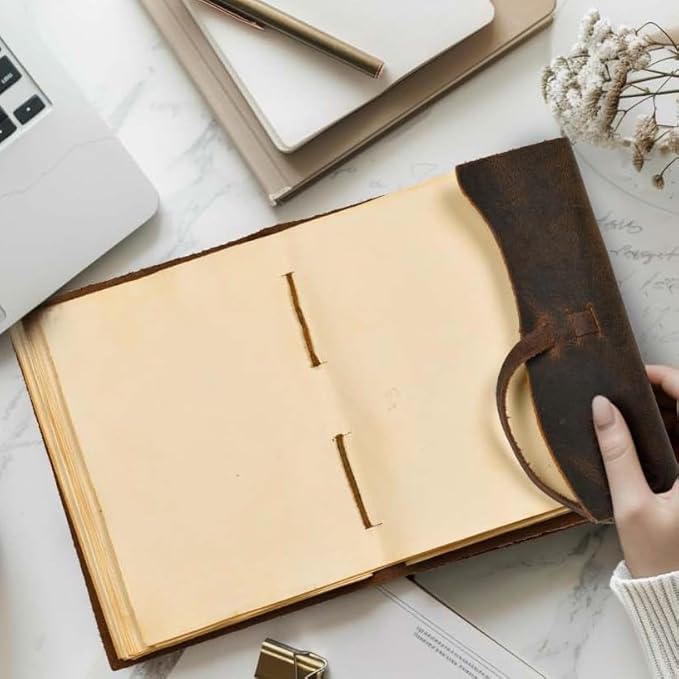 LEATHER VILLAGE Leather Bound Journal - Rustic Brown, 13"X8", 220 Pages - Vintage Blank Paper Diary for Writing, Drawing, Sketchbook, and Travel Notebook - Ideal for Women and Men