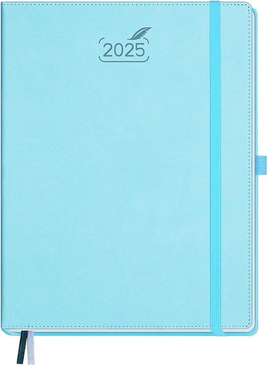 BEZEND 2025 Planner Daily Weekly & Monthly 8.5" x 11" (Jan - Dec 2025) Agenda 2025 Vertical Calendar Book with Hourly Schedule, Monthly Tabs, Pen Holder, Vegan Leather Hard Cover - Sky Blue