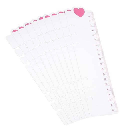 PATIKIL 8.7"x2.2" Bookmark Ruler, 10 Pack Snap-in Ruler Page Marker Book Mark Measuring Tools for 6-Hole Binder Notebook, Pink Heart Shape